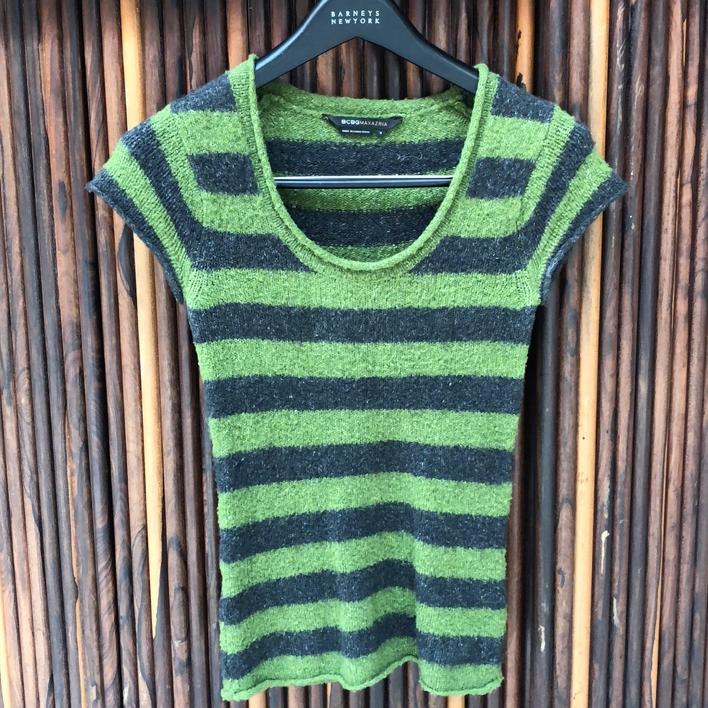 BCBGMAXAZRIA Green and Grey Sweater
